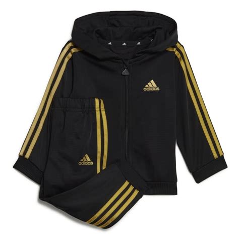 adidas jogginganzug baby schwarz gold|Essentials Shiny Hooded Trainingsanzug .